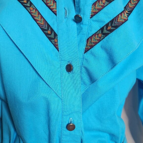 Vintages Lilia Smitty Exclusive Western Cowgirl Rodeo Turquoise Dress Size 11/12 - Picture 15 of 15